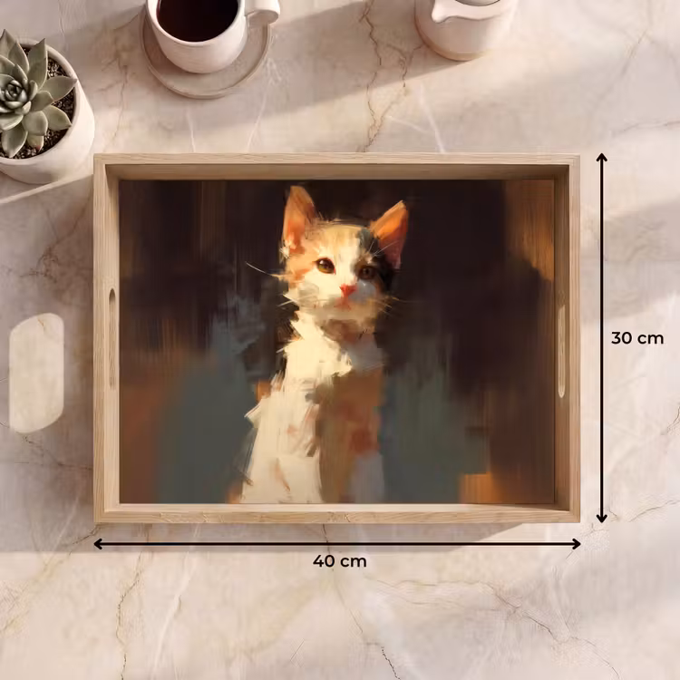 Bandeja - Gato - Pintado - Artístico - Blanco — 7
