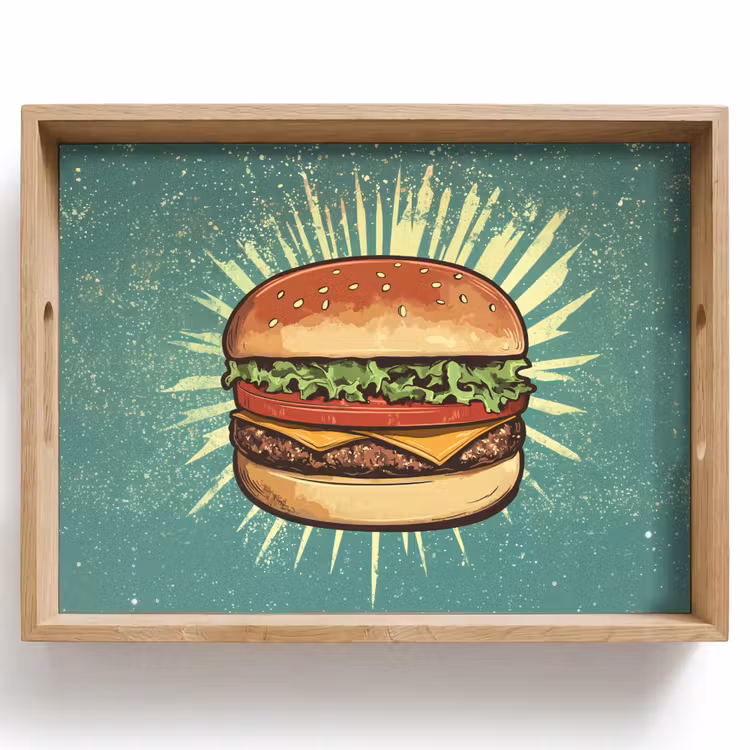 Bandeja - Hamburguesa - Ilustración - Lechuga - Queso — 1