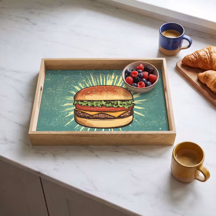 Bandeja - Hamburguesa - Ilustración - Lechuga - Queso — 3