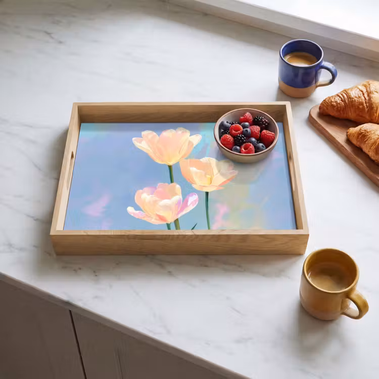 Bandeja - Tulipanes - Acentos rosas - Azul — 3