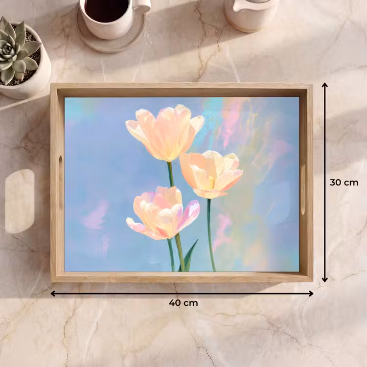 Bandeja - Tulipanes - Acentos rosas - Azul — 7