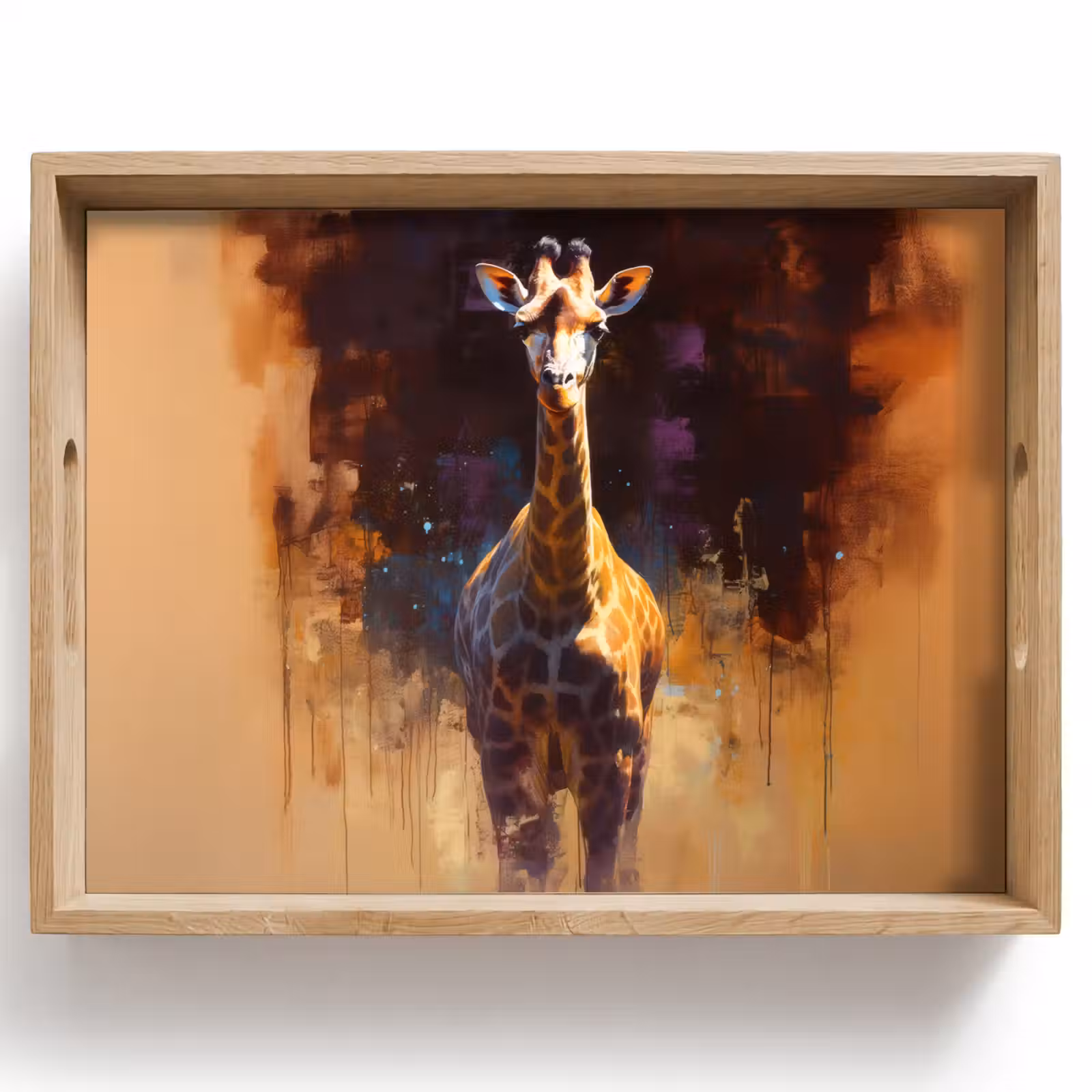 Bandeja - Jirafa - Marrón - Abstracto - Pintado — 1