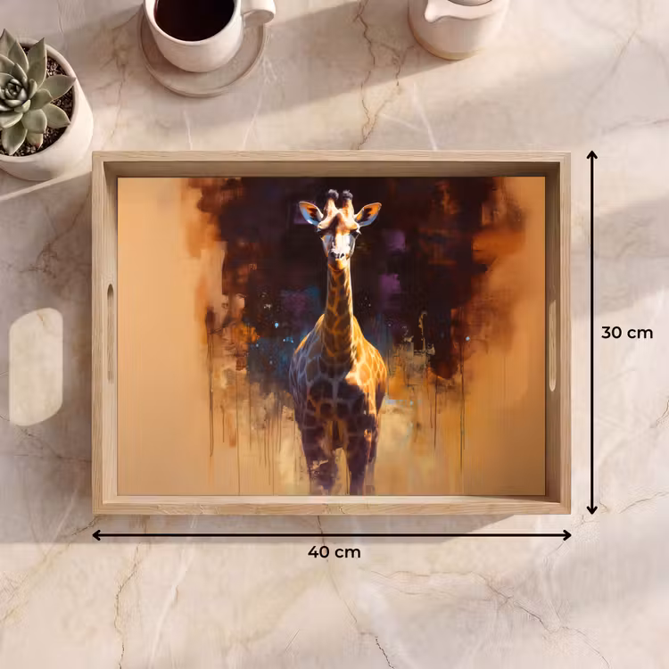 Bandeja - Jirafa - Marrón - Abstracto - Pintado — 7