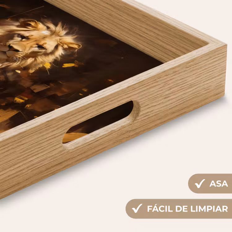 Bandeja - León - Pintado - Abstracto - Oro — 8