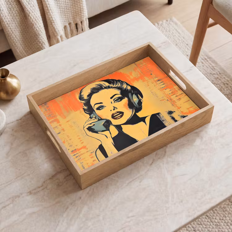 Bandeja - Retro - Mujer - Auriculares - Naranja — 2