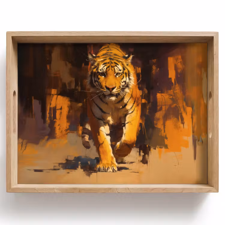 Bandeja - Tigre - Pintado - Naranja - Pinceladas — 1