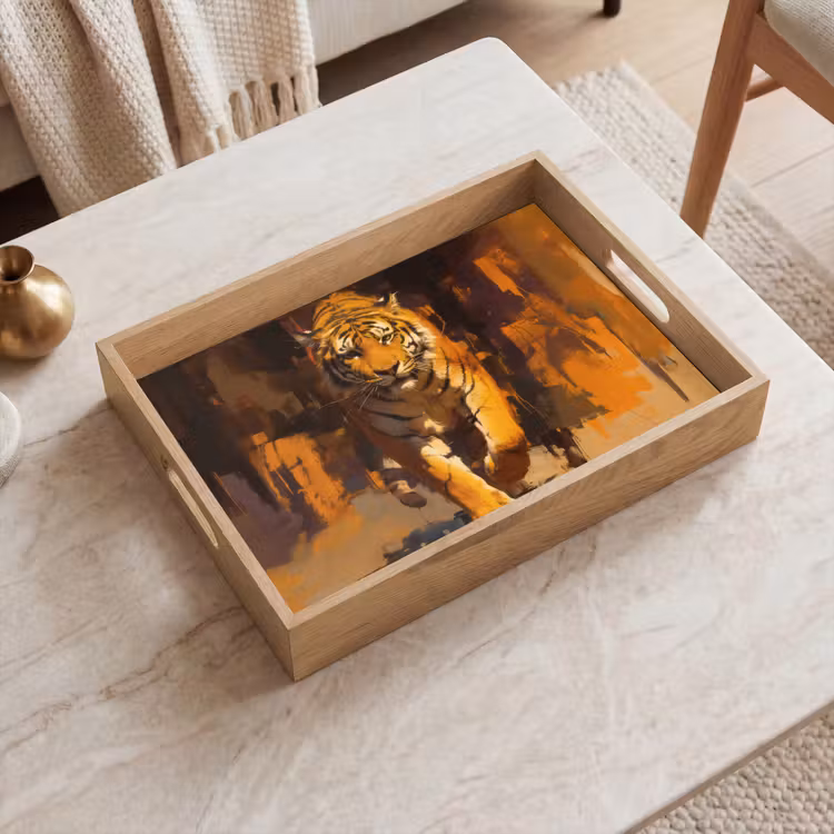Bandeja - Tigre - Pintado - Naranja - Pinceladas — 2