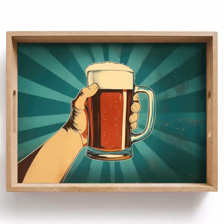 Bandeja - Vaso de cerveza - Espuma - Retro - Verde — 1