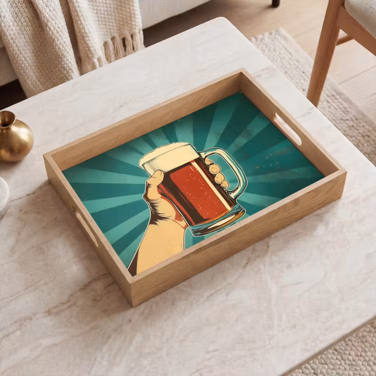 Bandeja - Vaso de cerveza - Espuma - Retro - Verde — 2