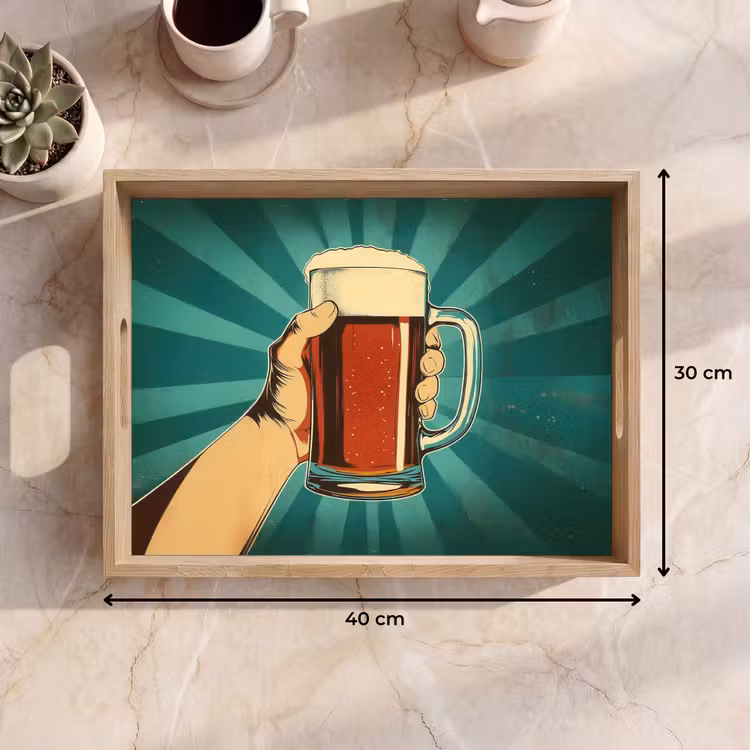 Bandeja - Vaso de cerveza - Espuma - Retro - Verde — 7
