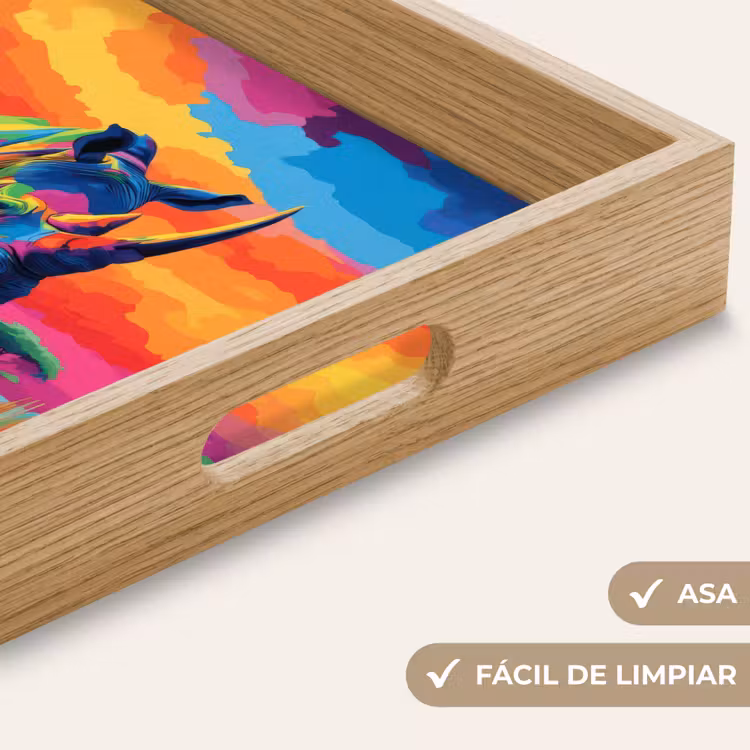 Bandeja - Rinoceronte - Atardecer - Sabana - Colorido — 8