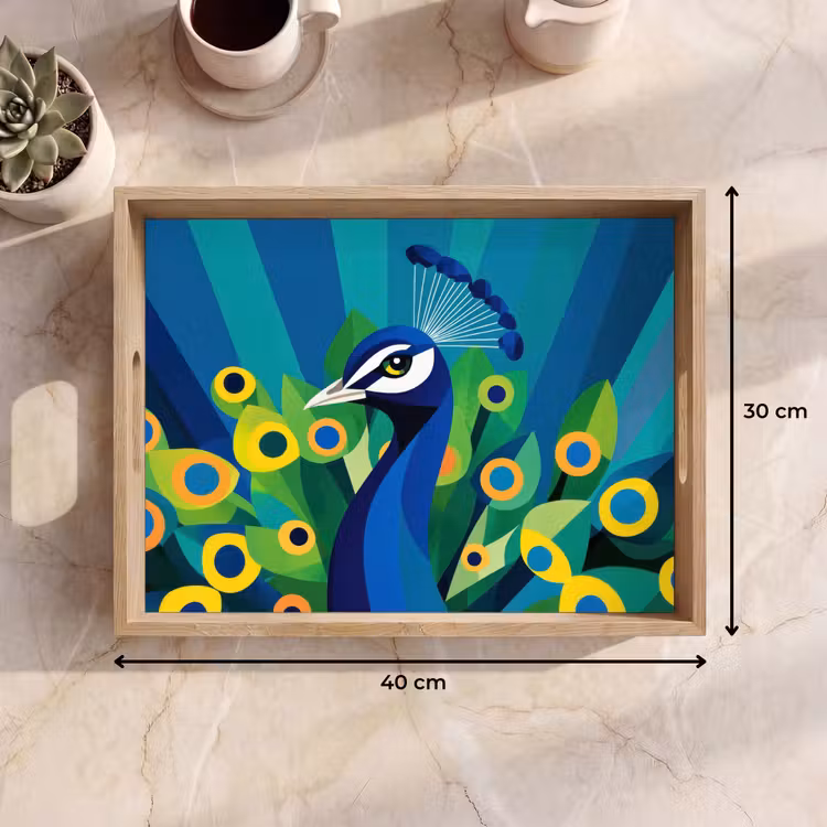 Bandeja - Pavo real - Círculos - Azul — 7