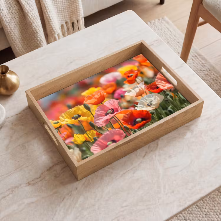Bandeja - Campo de flores - Amapolas - Colorido — 2