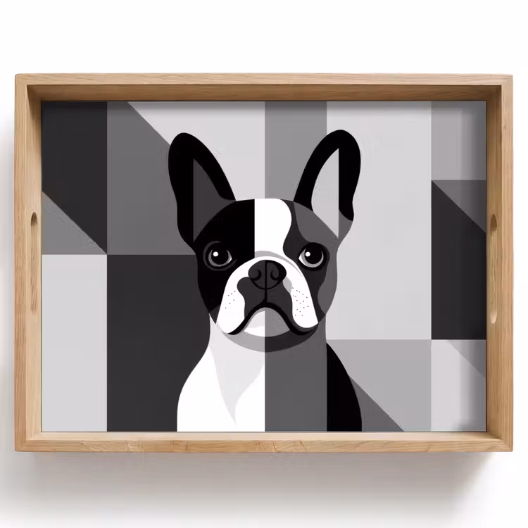 Bandeja - Bulldog - Negro - Abstracto - Aviones — 1