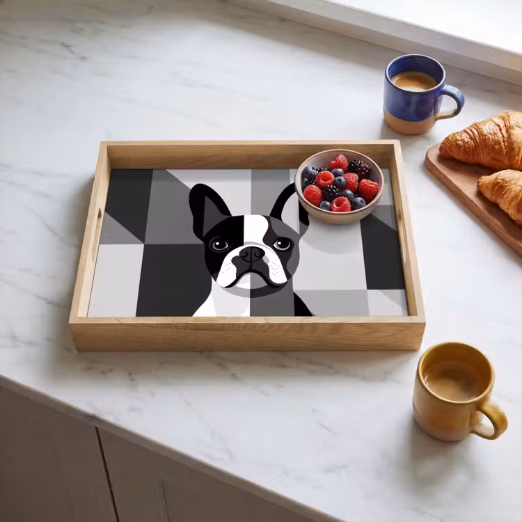 Bandeja - Bulldog - Negro - Abstracto - Aviones — 3