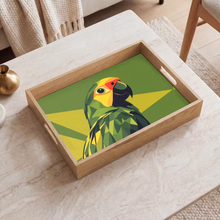 Bandeja - Loro - Verde - Pico - Abstracto — 2