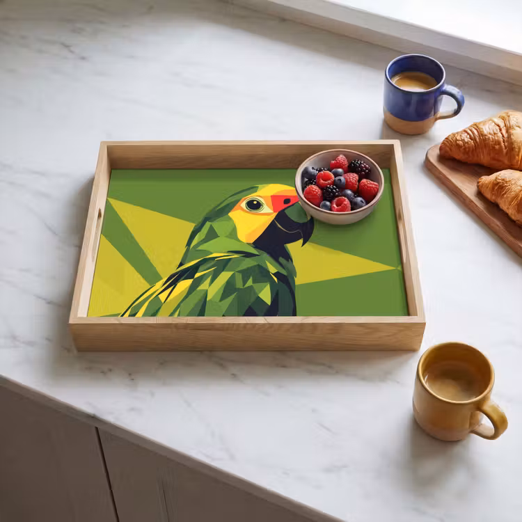 Bandeja - Loro - Verde - Pico - Abstracto — 3