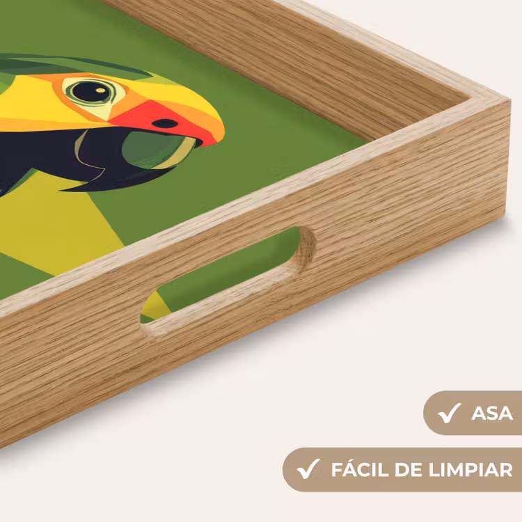 Bandeja - Loro - Verde - Pico - Abstracto — 8