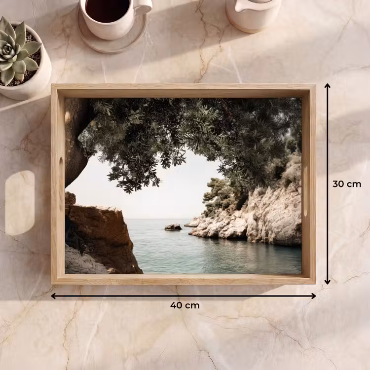 Bandeja - Rocas - Mar - Árbol - Verde — 7