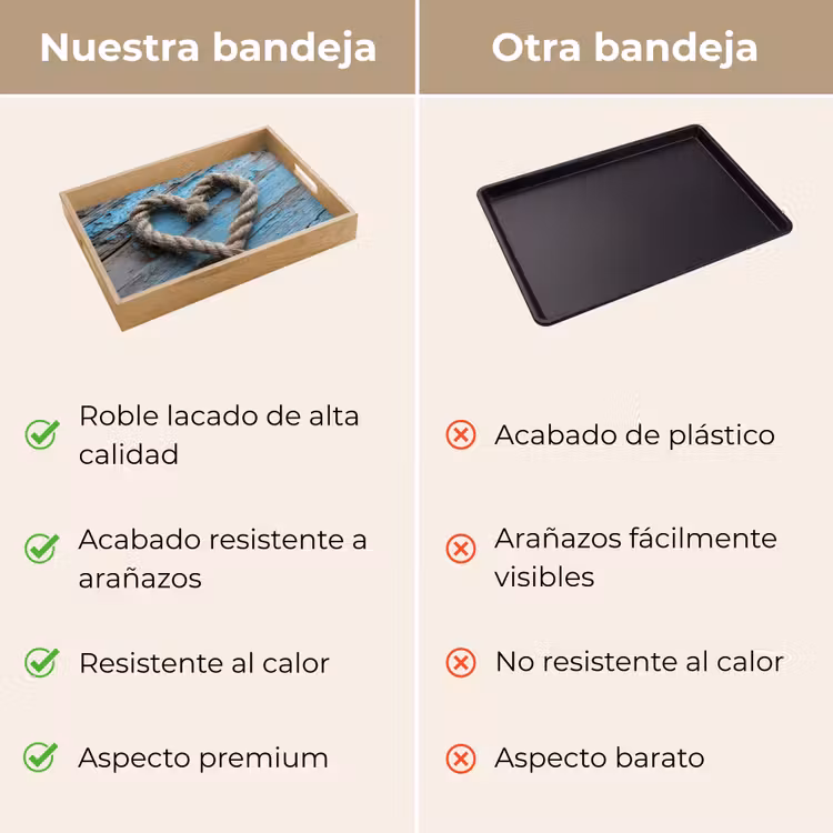 Bandeja - Corazón - Cuerda - Madera - Rústico — 9