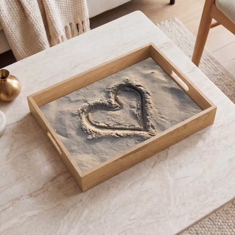 Bandeja - Forma de corazón - Firmado - Beige - Arena — 2