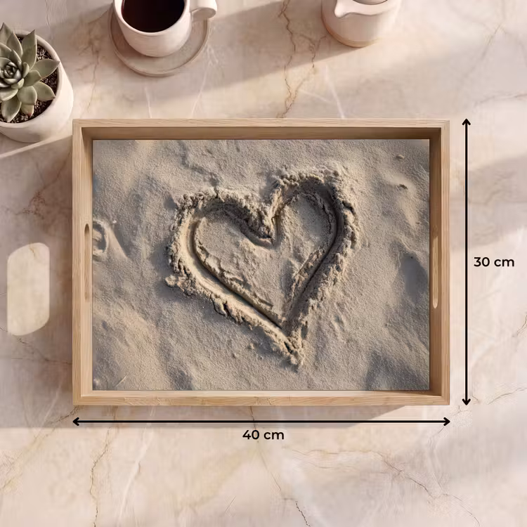 Bandeja - Forma de corazón - Firmado - Beige - Arena — 7