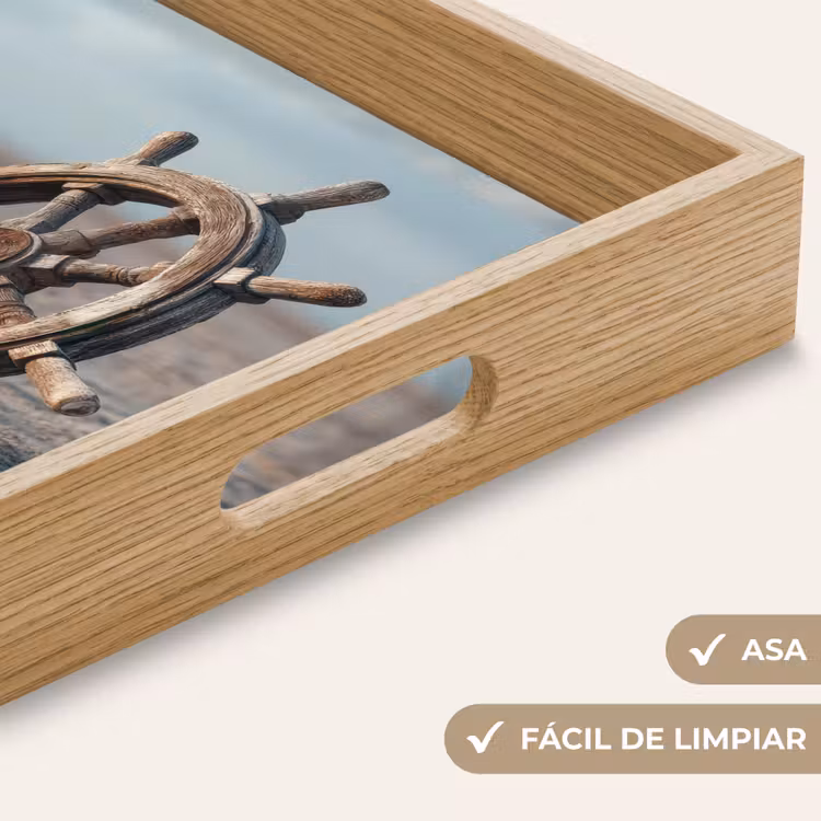 Bandeja - Manillar de barco - Madera - Marrón - Arena — 8