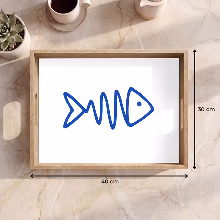 Bandeja - Pez - Minimalista - Azul - Línea — 7