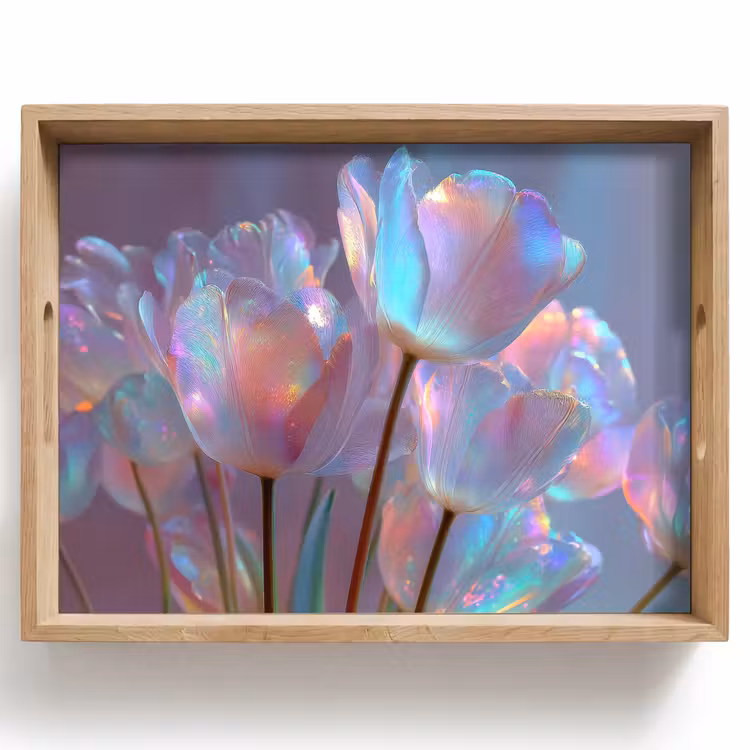 Bandeja - Tulipanes - Copas - Pétalos - Tonos pastel — 1
