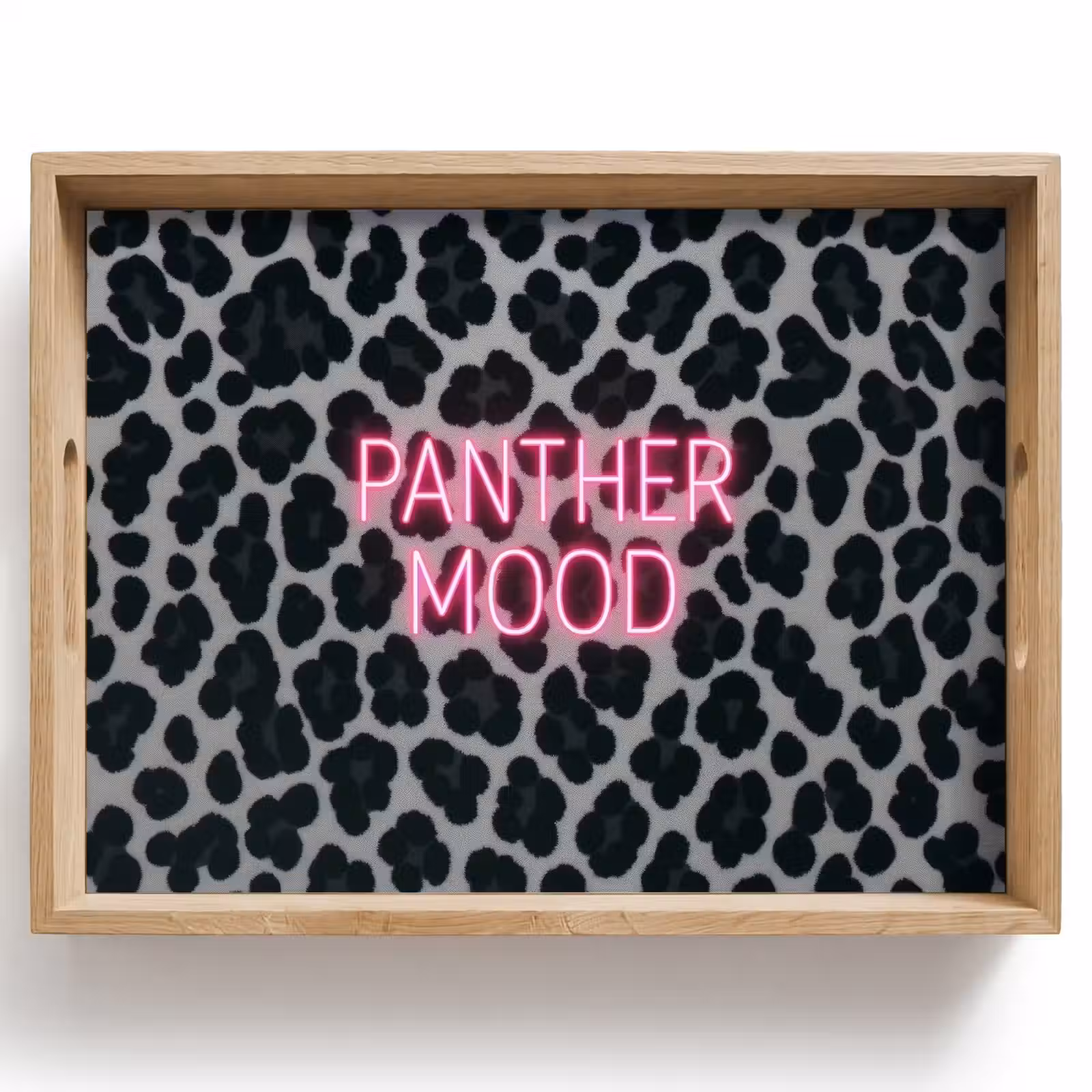 Bandeja - Estampado pantera - Negro - Letras de neón - Rosa — 1