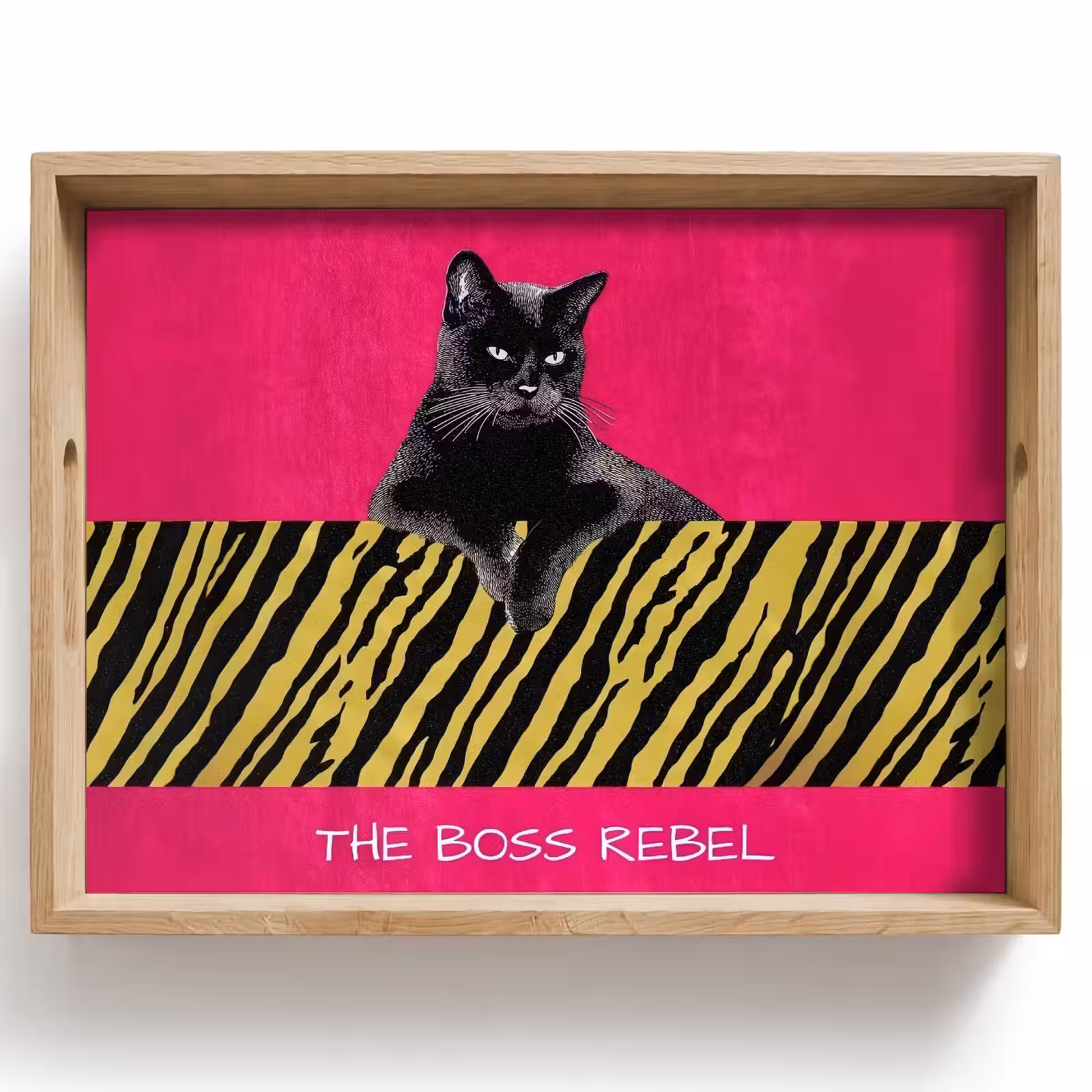 Bandeja - Gato - Jefe - Rosa - Estampado tigre — 1