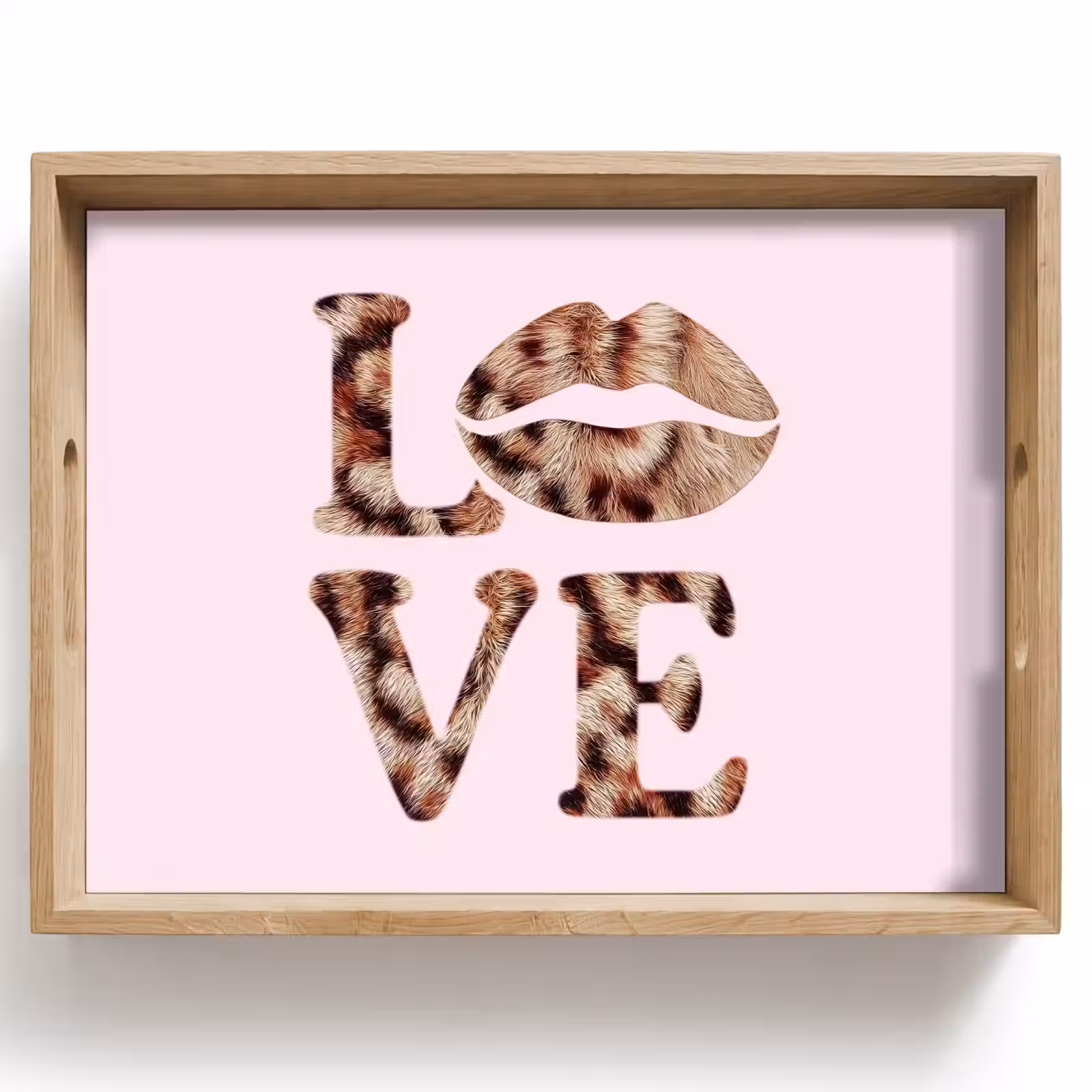 Bandeja - Texto - Amor - Abrigo pantera - Rosa claro — 1