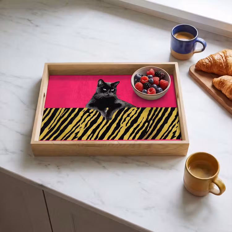 Bandeja - Gato - Jefe - Rosa - Estampado tigre — 3