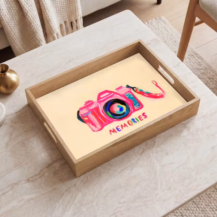 Bandeja - Cámara - Recuerdos - Rosa - Pintado — 2
