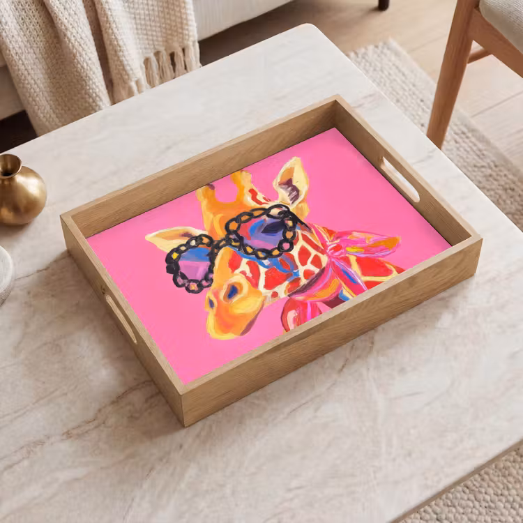 Bandeja - Jirafa - Rosa - Gafas - Bufanda — 2