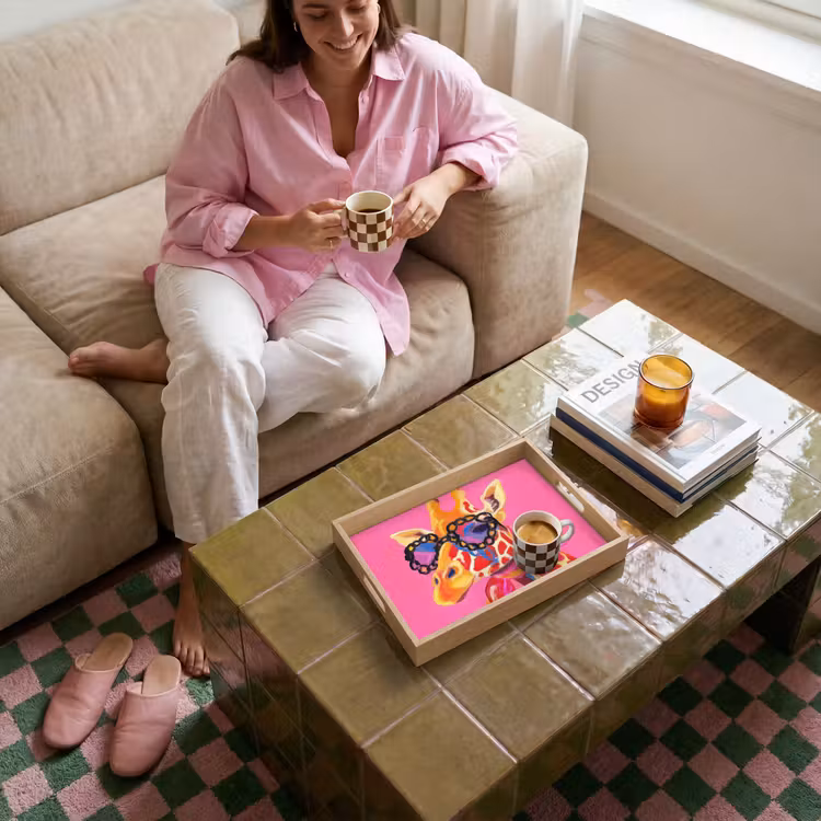 Bandeja - Jirafa - Rosa - Gafas - Bufanda — 4