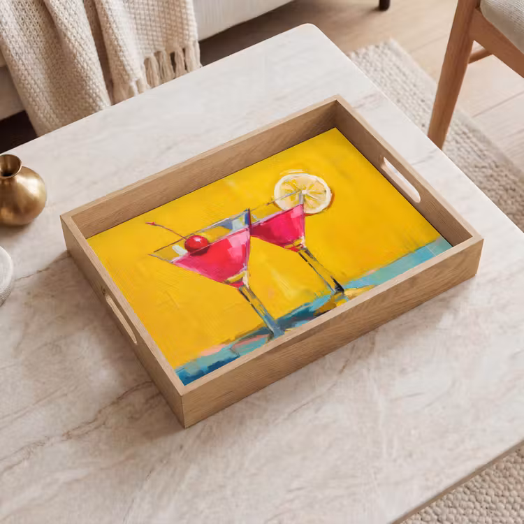 Bandeja - Vasos - Cóctel - Limón - Cereza — 2