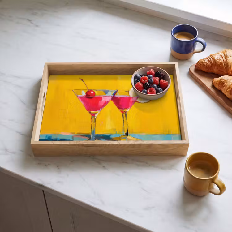Bandeja - Vasos - Cóctel - Limón - Cereza — 3