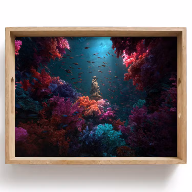 Bandeja - Estatua - Fondo marino - Coral - Colorido — 1