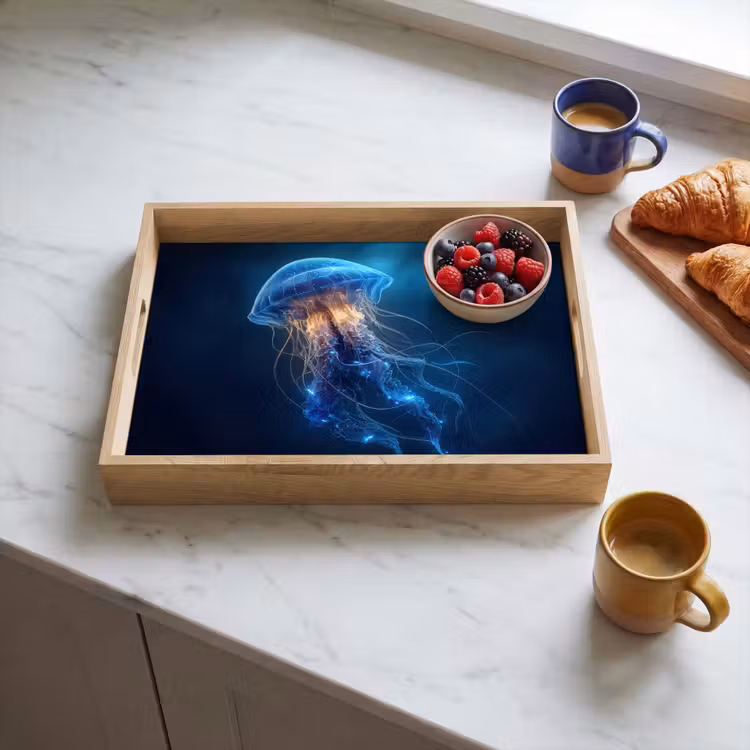 Bandeja - Medusa - Luminosa - Tentáculos - Azul — 3