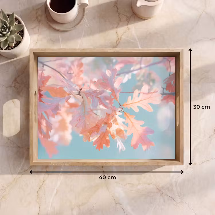 Bandeja - Hojas de roble - Ramas - Rosa — 7