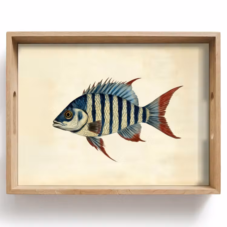 Bandeja - Rayado - Azul oscuro - Aleta dorsal - Pez — 1