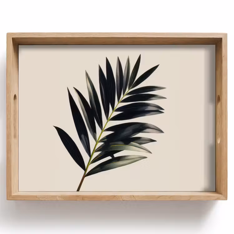 Bandeja - Hoja de palma - Sutil - Verde - beige — 1