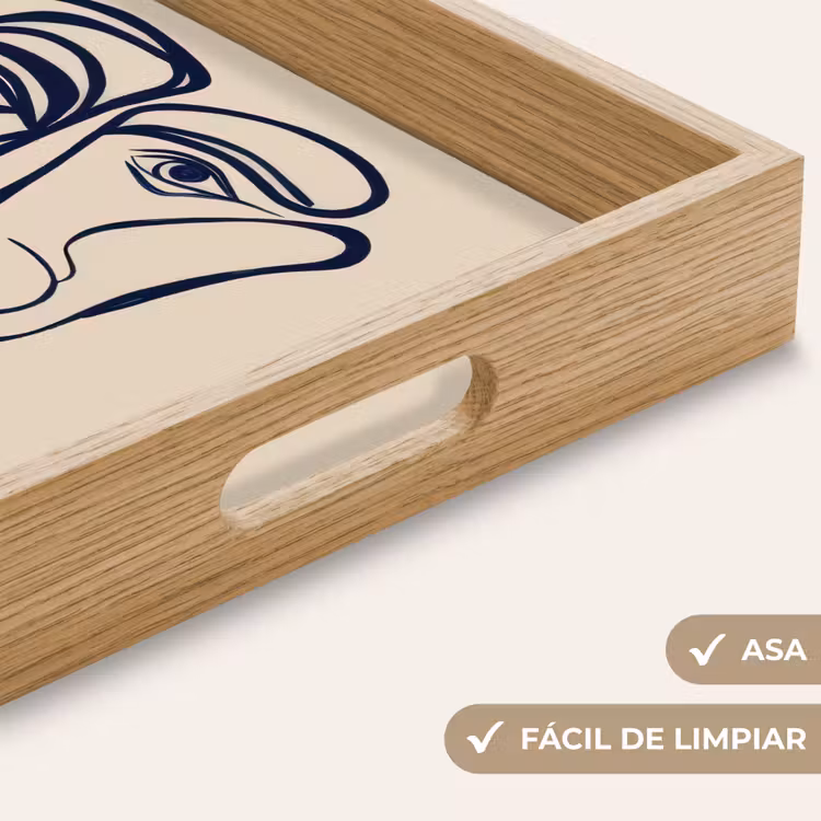 Bandeja - Minimalista - Ilustración lineal - Beige - Azul oscuro — 8
