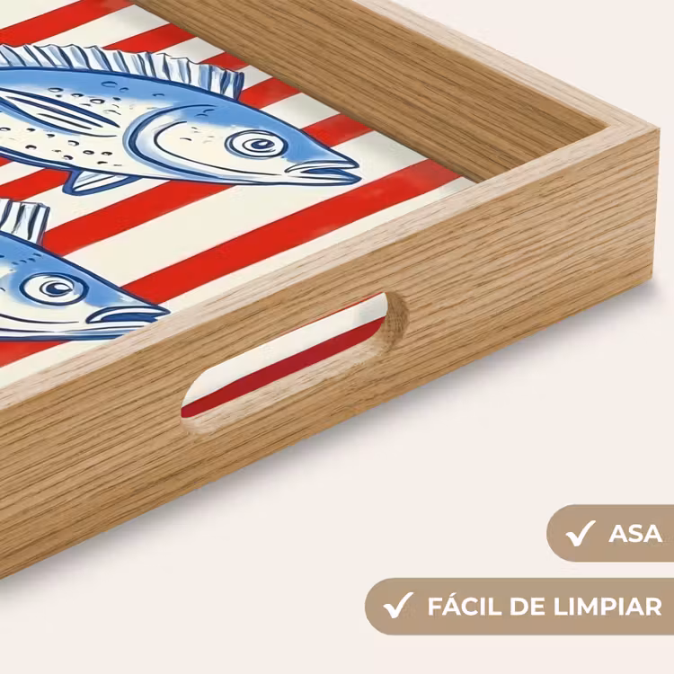 Bandeja - Pez - Rayas verticales - Azul - Rojo — 8