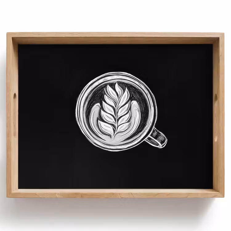 Bandeja - Dibujo con tiza - Café - Latte art — 1
