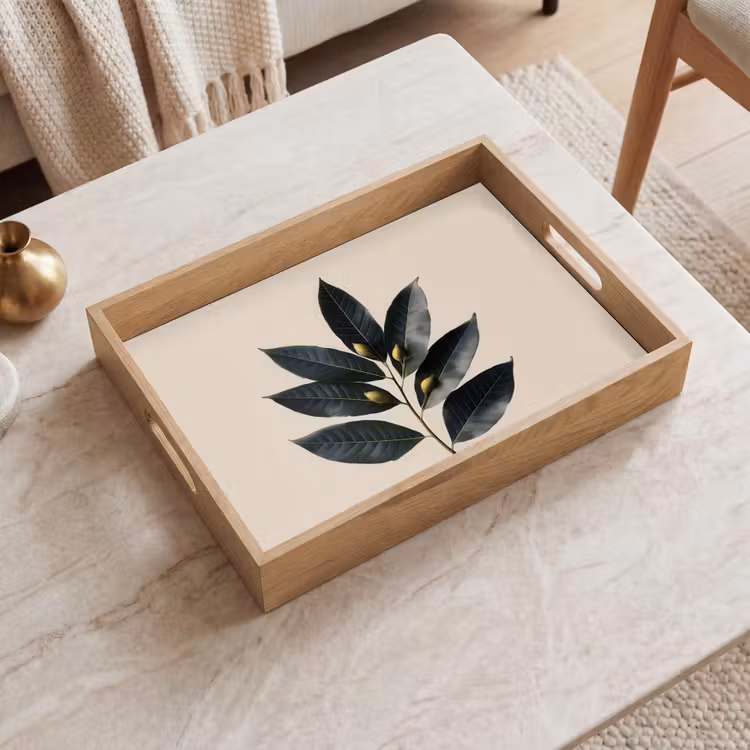 Bandeja - Hojas de laurel - Capullos de flor - sutil — 2