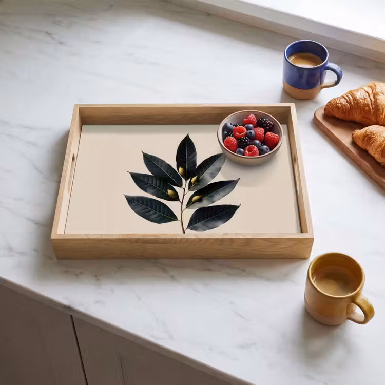 Bandeja - Hojas de laurel - Capullos de flor - sutil — 3
