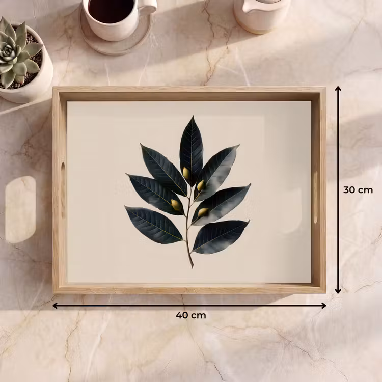 Bandeja - Hojas de laurel - Capullos de flor - sutil — 7