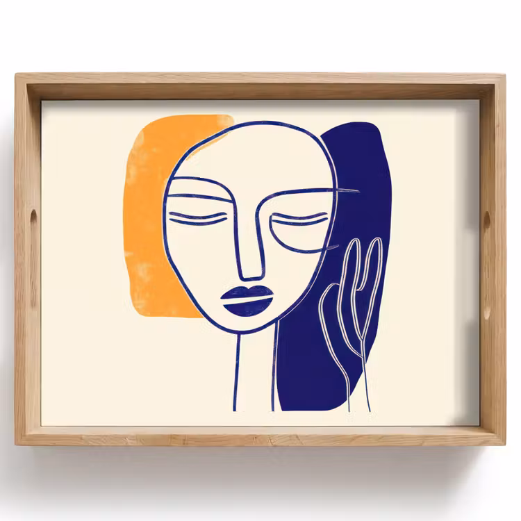 Bandeja - Minimalista - Cara - Mano - Naranja - Azul — 1